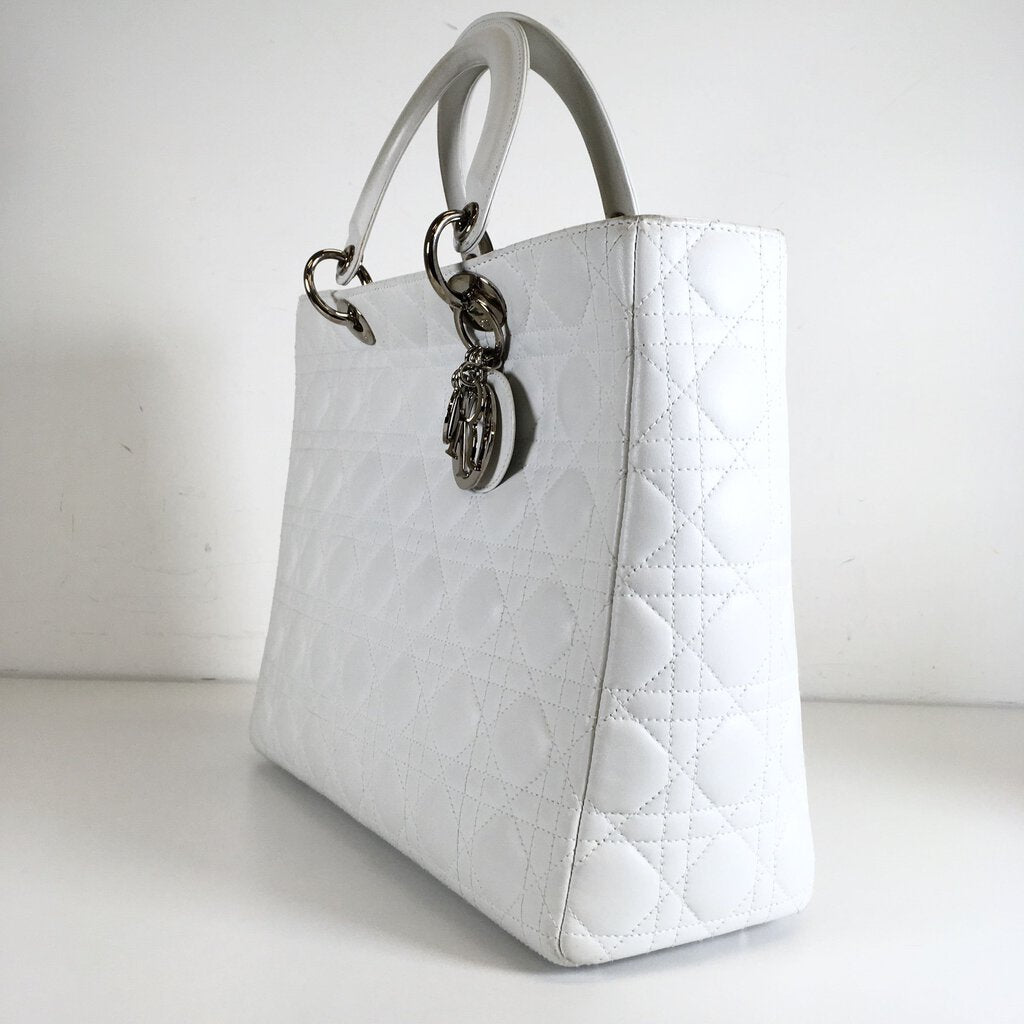 Dior Lady Dior Tote white shw