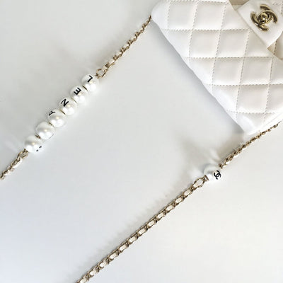 Chanel Logo Pearl Chain Bag