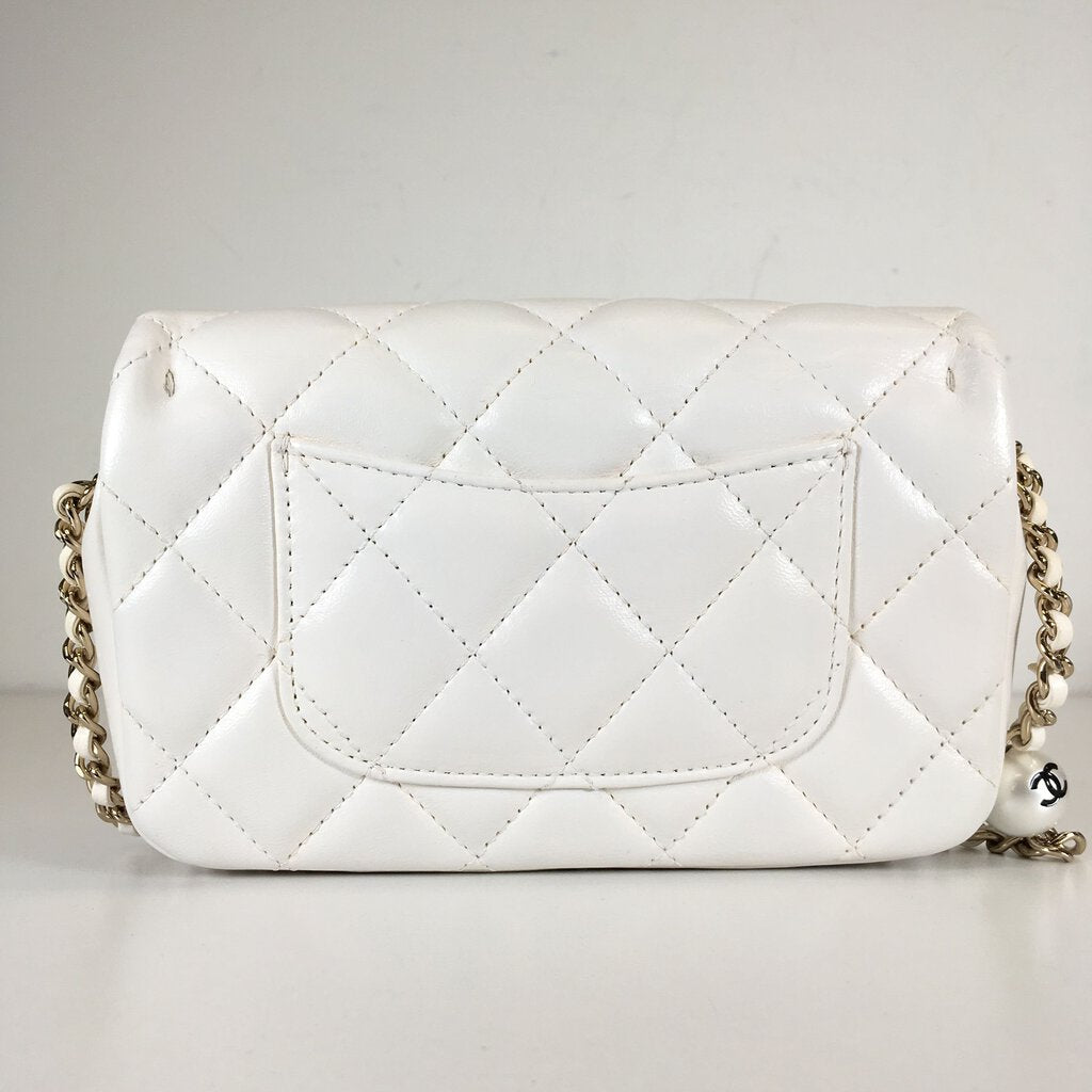 Chanel Logo Pearl Chain Bag