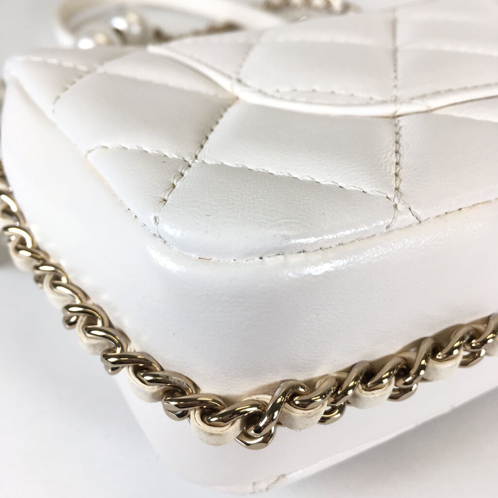 Chanel Logo Pearl Chain Bag