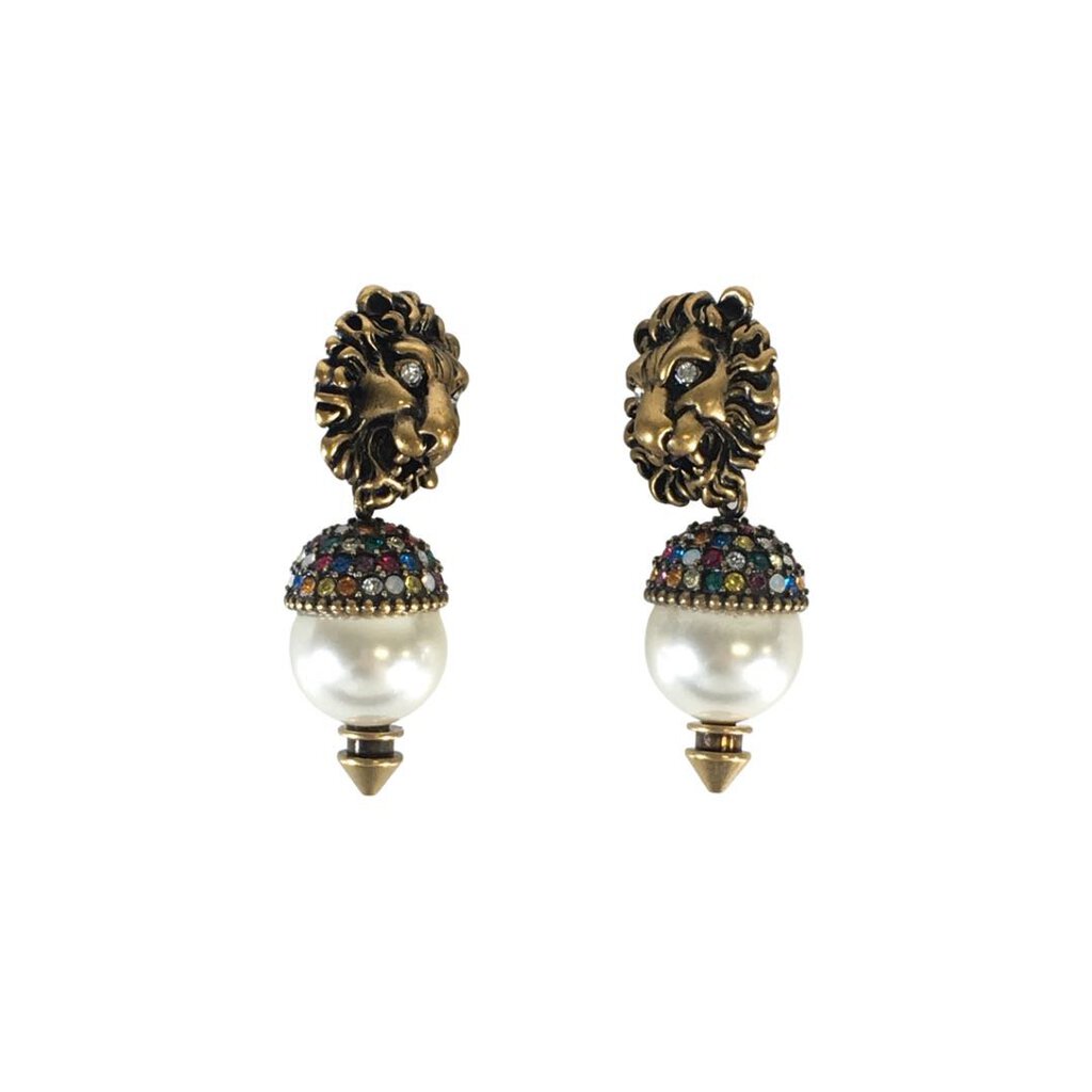 Gucci Lion Head Crystal Earrings