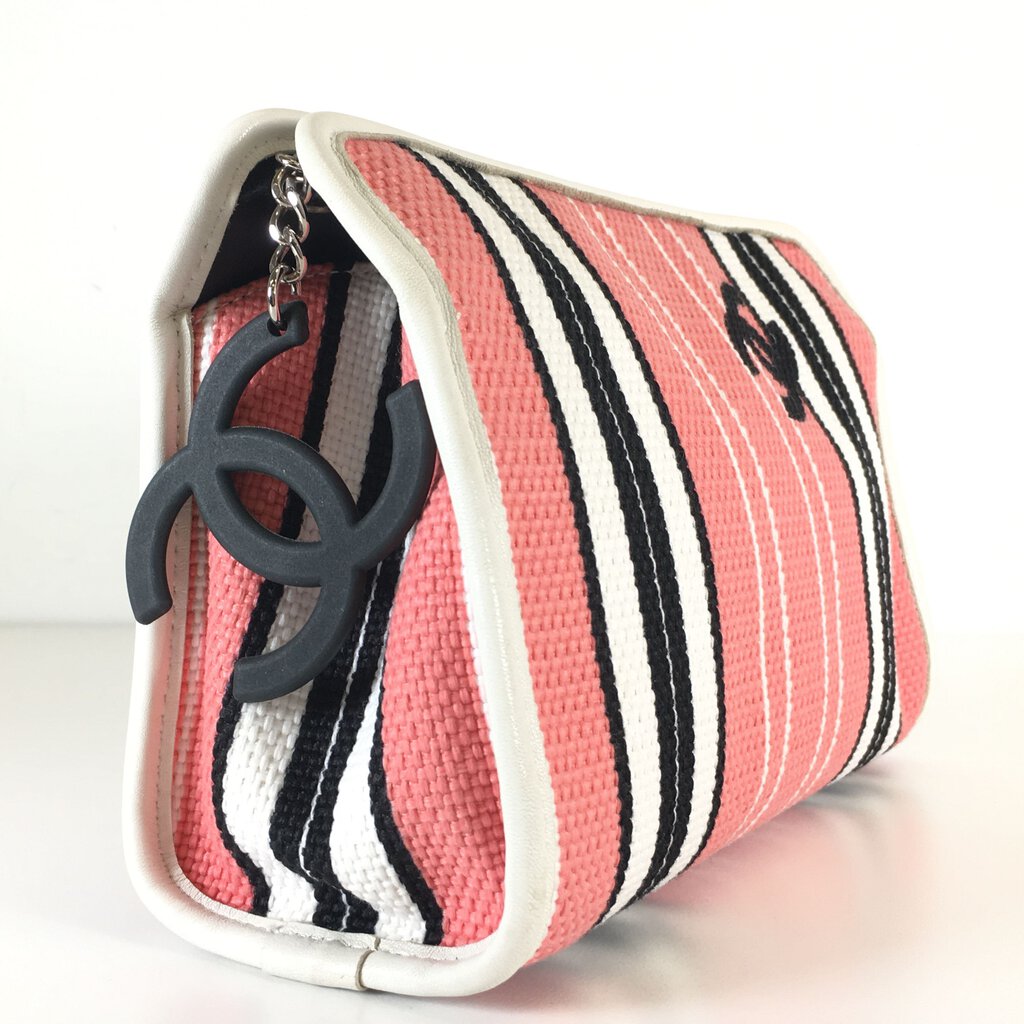 Chanel Striped Cosmetic Pouch