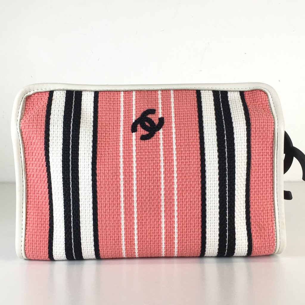 Chanel Striped Cosmetic Pouch