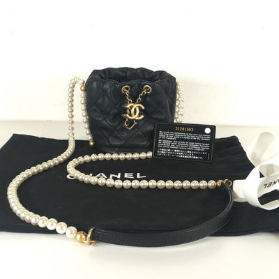 Chanel Mini About Pearls Drawstring Bucket Bag