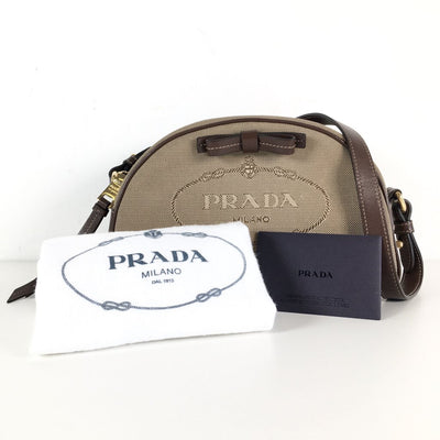 Prada Canvas Jacquard Crossbody Bag