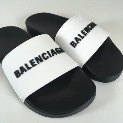 Balenciaga Rubber Logo Pool Slide Sandals 37