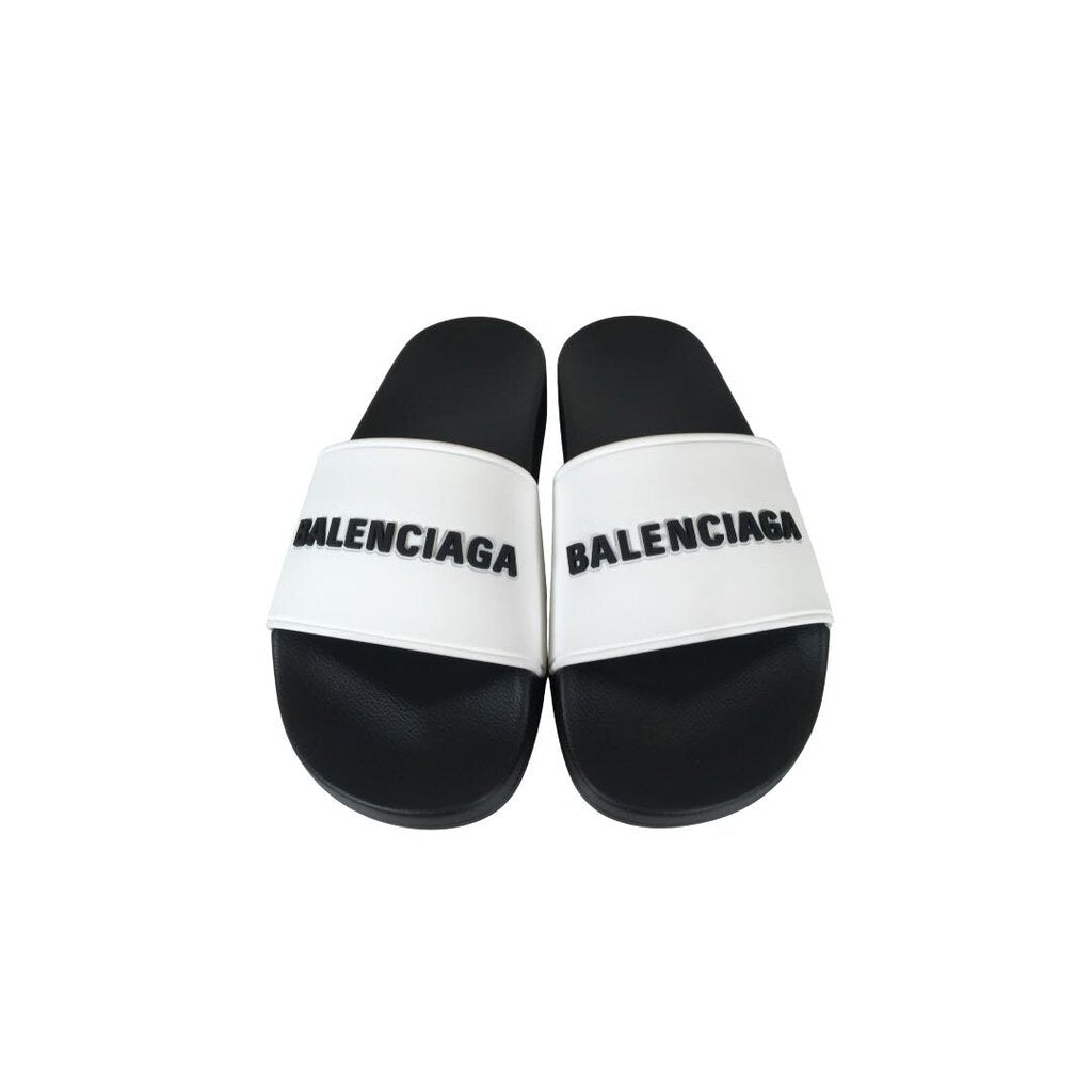 Balenciaga Rubber Logo Pool Slide Sandals 37