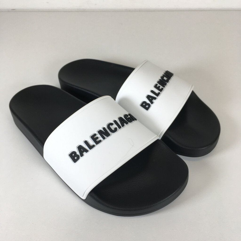 Balenciaga Rubber Logo Pool Slide Sandals 37