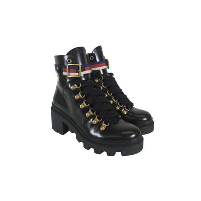 Gucci Sylvie Web Ankle Boots 35