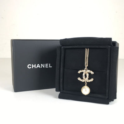 Chanel Crystal CC Pearl Drop Necklace