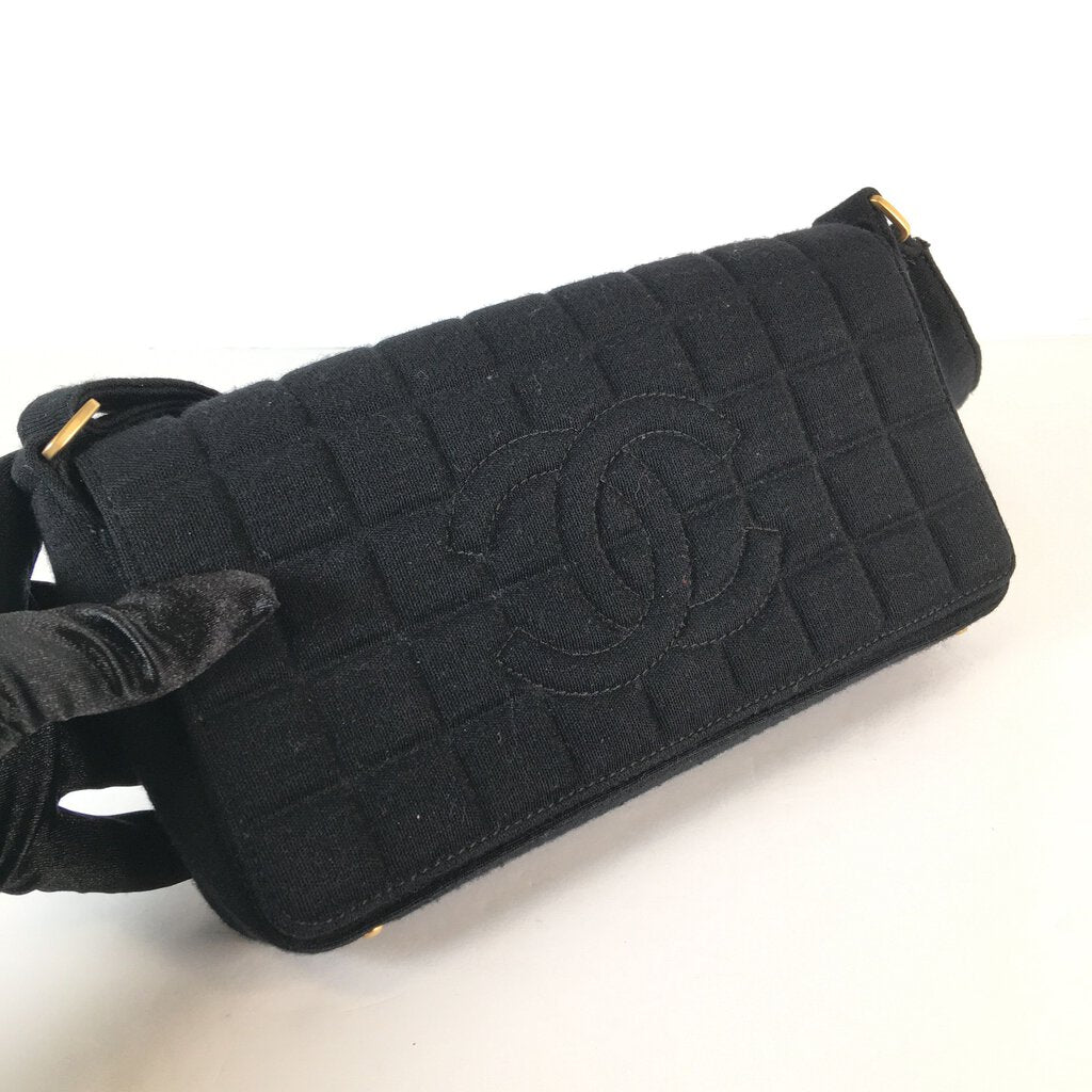 Chanel Jersey Fabric Flap Black