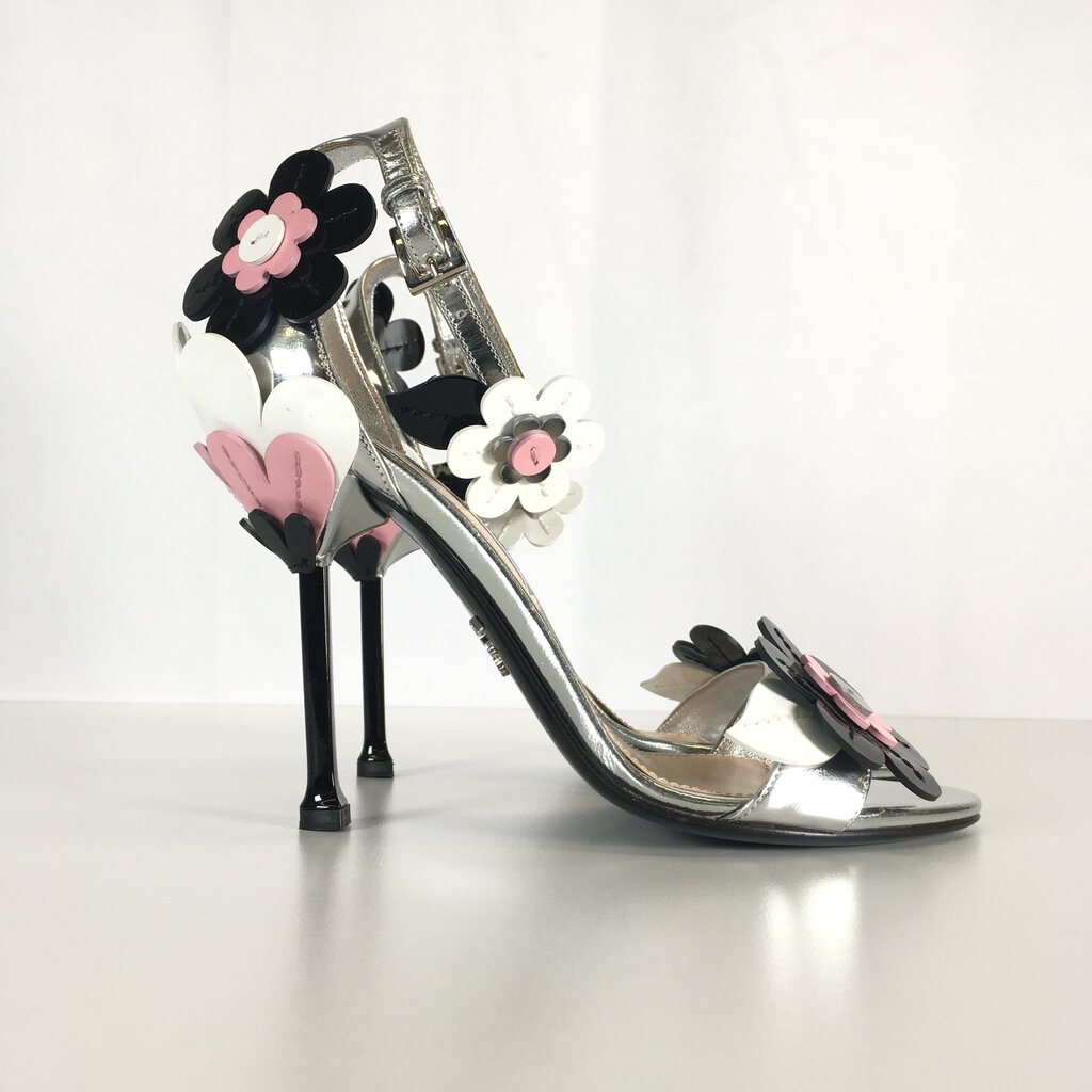 Prada Floral Ankle Strap Heels