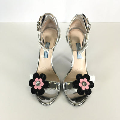 Prada Floral Ankle Strap Heels