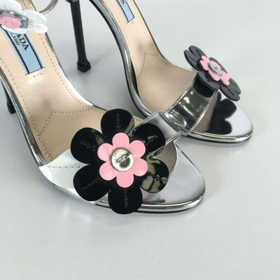 Prada Floral Ankle Strap Heels