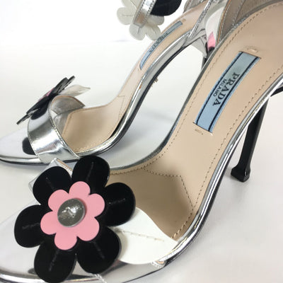 Prada Floral Ankle Strap Heels