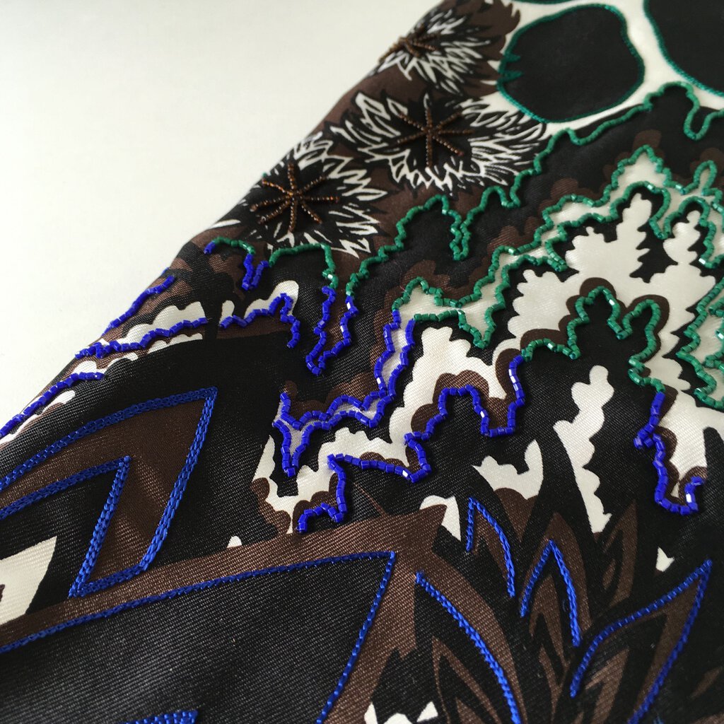 Hermes Embroidered Scarf