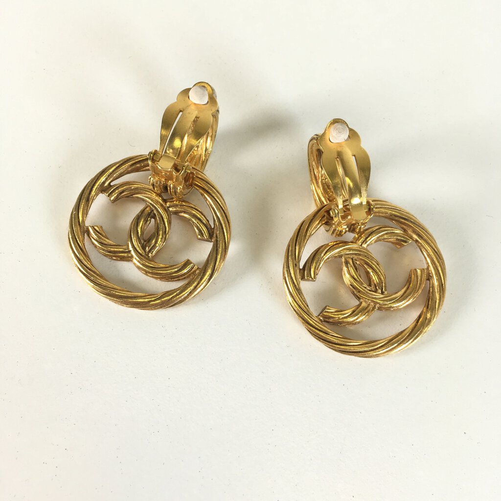 Chanel Vintage Hoop Pendant Earrings