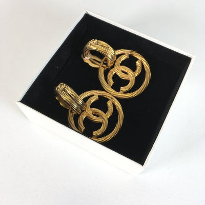 Chanel Vintage Hoop Pendant Earrings