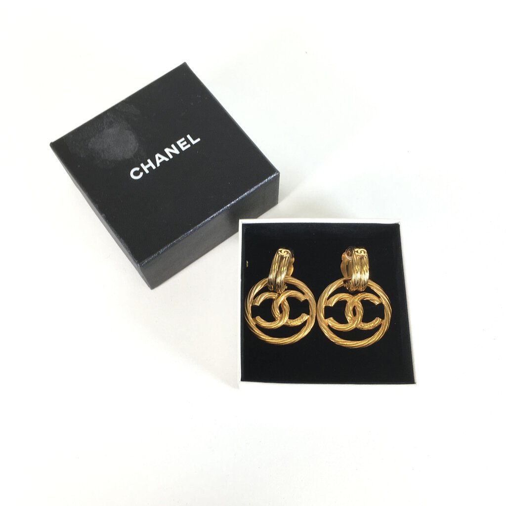 Chanel Vintage Hoop Pendant Earrings