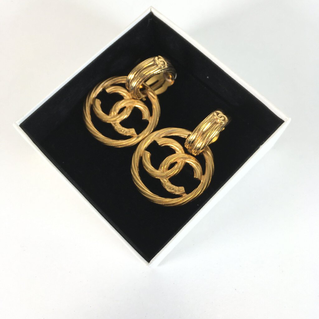 Chanel Vintage Hoop Pendant Earrings