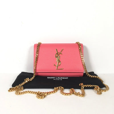 Yves Saint Laurent (YSL) Kate Bag in pink with gold hardware 