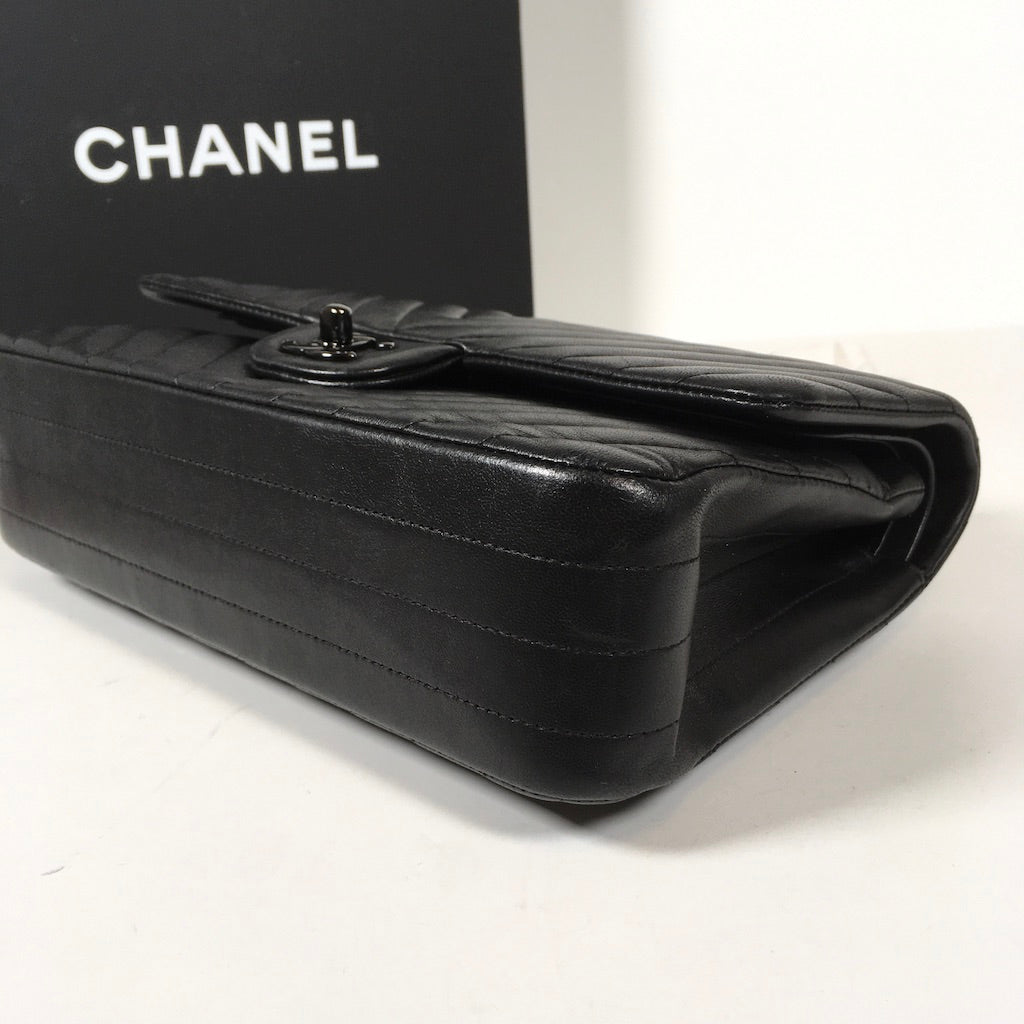 Chanel Chevron So Black Flap