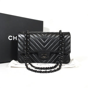 Chanel Chevron So Black Flap