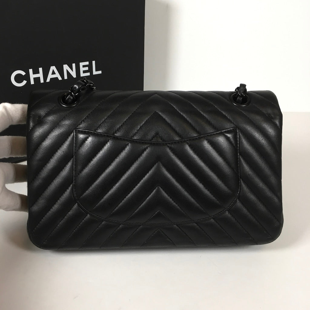 Chanel Chevron So Black Flap