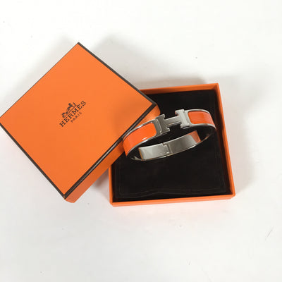 Hermes Clic Clac Bracelet in orange with silver 