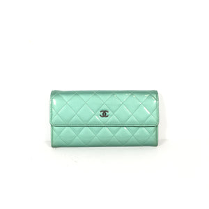 Chanel Patent Wallet in mint green 